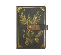 KHASCBNF Lockable Diary Stationery Password Notebook Diary Book Retro A5 with Lock Protecting Secrets 200 Pages Travelers Journal Student(Style1-Green)