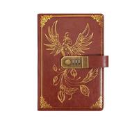 KHASCBNF Lockable Diary Stationery Password Notebook Diary Book Retro A5 with Lock Protecting Secrets 200 Pages Travelers Journal Student(Style1-Red)