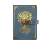 KHASCBNF Lockable Diary Stationery Password Notebook Diary Book Retro A5 with Lock Protecting Secrets 200 Pages Travelers Journal Student(Style2-Blue)