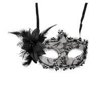 KHASCBNF Side Flower Masquerade Mask | Lace Feather Mask Half Face Eye Mask Party Makeup Ball