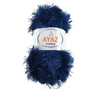 KHASO Eyelash Faux Fur Furry Soft Fluffy Knitting Yarn 100g Ball (1148 French Navy)