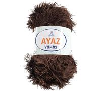 KHASO Eyelash Faux Fur Furry Soft Fluffy Knitting Yarn 100g Ball (6195 Brown)