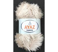 KHASO Eyelash Faux Fur Furry Soft Fluffy Knitting Yarn 100g Ball (7690 Light Beige)