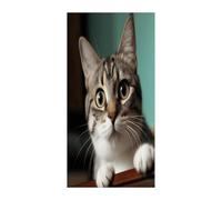 KHAUERBC A Curious Cat Blackout Curtains for Light Filtering Doorway Curtains .Room Divider Curtain As Sliding Door/Closet/Patio。French Door Curtain 70 * 35.4 Inch for Home Decors.
