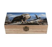 KHAUERBC A Lone Eagle Locked Wooden Keepsake Box with Hinged Lid for Crafts And Photo Storage,Keepsake Box Jewellery Organiser Unique Gift Ideas for Men & Women
