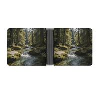 KHAUERBC Green Valley Stream Waterfall Ultra Soft Synthetic Leather Men's Wallet,easy to Carry,Wallet for Men, Compact Design,Men's PU Leather Wallet,Classic Bifold Design with Multiple Card