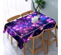 KHAUERBC Purple Cute Butterfly Print Tablecloth - 4 Sizes Polyester,Picnic Table Cover to Vertical Edge Design Clear Printed Pattern,Rectangle Tablecloth Heavy Duty Washable Fabric 60 * 102 in