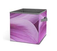 KHAUERBC Purple Flower Center Fabric Bins with Double Handles.Storage Basket Is Cube Collapsible Organizers.Square Baskets for Organization, Closet, Shelves, Offices, Toys.