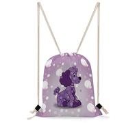 KHAUERBC Purple Poodle Polka Dot Drawstring Bag Splash-Proof,Gym Bag with Adjustable Straps,Sackpack for Sports,Gym,Travel,Swimming