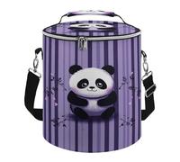 KHAUERBC Purple Striped Panda Soft Cooler Bag Multi-Pocket,Beach Bag Insulated Leak Proof,Collapsible Cooler for Beach Travel Work