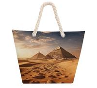 KHAUERBC Pyramid Africa Desert Bag - Large Shoulder,Sturdy And Durable,Hemp Rope Tote Bags with Zipper,Fashionable Beach Bag for Weekender Pool Gym Grocery Travel