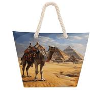 KHAUERBC Pyramid Camel Bag - Large Shoulder,Sturdy And Durable,Hemp Rope Tote Bags with Zipper,Fashionable Beach Bag for Weekender Pool Gym Grocery Travel