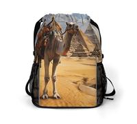 KHAUERBC Pyramid Camel Drawstring Backpack for Adult,Gym Bag with Shoe Compartment,Hiking Backpack with Mesh Side Pockets