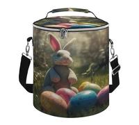 KHAUERBC Rabbit And Easter Egg Soft Cooler Bag Multi-Pocket,Beach Bag Insulated Leak Proof,Collapsible Cooler for Beach Travel Work