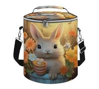KHAUERBC Rabbit Bird Flower Soft Cooler Bag Multi-Pocket,Beach Bag Insulated Leak Proof,Collapsible Cooler for Beach Travel Work