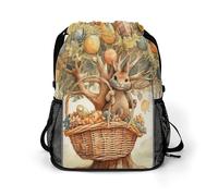 KHAUERBC Rabbit on The Tree Drawstring Backpack for Adult,Gym Bag with Shoe Compartment,Hiking Backpack with Mesh Side Pockets