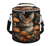 KHAUERBC Rabbit with Mushrooms Soft Cooler Bag Multi-Pocket,Beach Bag Insulated Leak Proof,Collapsible Cooler for Beach Travel Work
