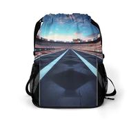 KHAUERBC Race Track Drawstring Backpack for Adult,Gym Bag with Shoe Compartment,Hiking Backpack with Mesh Side Pockets