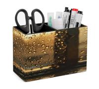 KHAUERBC Rain Hits The Window PU Leather Pen Holder for Desk Double Compartments.Multi-Functional Pencil Holder for Office Cosmetics Gifts. Remote Control Holder 4.3 * 2.8 * 5.9 In.