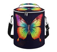 KHAUERBC Rainbow Butterfly Soft Cooler Bag Multi-Pocket,Beach Bag Insulated Leak Proof,Collapsible Cooler for Beach Travel Work