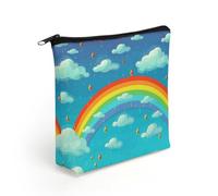 KHAUERBC Rainbow Clouds Raindrop Zipper Makeup Bag for Adult,Small Makeup Bag Lightweight,Cosmetic Bags for Travel Essentials