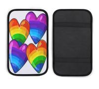 KHAUERBC Rainbow Colored Gay Pride Hearts Car Handrail Box Cushion Soft Comfortable Anti Slip,Car Armrest Cushion Neoprene Universal Decoration,car Center Console Coverfor Most Cars Trucks and SUV