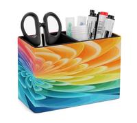 KHAUERBC Rainbow Dynamic PU Leather Pen Holder for Desk Double Compartments.Multi-Functional Pencil Holder for Office Cosmetics Gifts. Remote Control Holder 4.3 * 2.8 * 5.9 In.