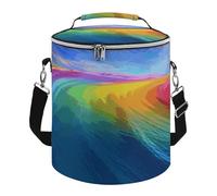 KHAUERBC Rainbow Ocean Soft Cooler Bag Multi-Pocket,Beach Bag Insulated Leak Proof,Collapsible Cooler for Beach Travel Work