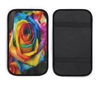 KHAUERBC Rainbow Rose Car Handrail Box Cushion Soft Comfortable Anti Slip,Car Armrest Cushion Neoprene Universal Decoration,car Center Console Coverfor Most Cars Trucks and SUV