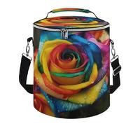 KHAUERBC Rainbow Rose Soft Cooler Bag Multi-Pocket,Beach Bag Insulated Leak Proof,Collapsible Cooler for Beach Travel Work
