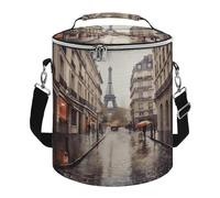 KHAUERBC Rainy Street in Paris Soft Cooler Bag Multi-Pocket,Beach Bag Insulated Leak Proof,Collapsible Cooler for Beach Travel Work