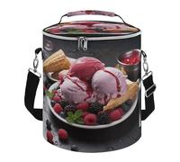 KHAUERBC Raspberry Ice Cream Soft Cooler Bag Multi-Pocket,Beach Bag Insulated Leak Proof,Collapsible Cooler for Beach Travel Work