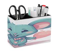 KHAUERBC Rat Holding A Balloon PU Leather Pen Holder for Desk Double Compartments.Multi-Functional Pencil Holder for Office Cosmetics Gifts. Remote Control Holder 4.3 * 2.8 * 5.9 In.