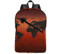 KHAUERBC Red And Brown World Map Colorful Casual Daypack,Hiking Backpack-Slim Sturdy,Laptop Backpack for Weekender,Hiking