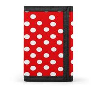 KHAUERBC Red And White Polka Dots Trifold Wallet Front Pocket,Small Wallets for Men And Women,Slim Wallet with Zipper Pocket