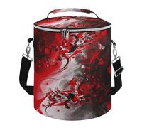 KHAUERBC Red Black White Abstract Soft Cooler Bag Multi-Pocket,Beach Bag Insulated Leak Proof,Collapsible Cooler for Beach Travel Work