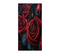 KHAUERBC Red Flowers Blackout Curtains for Light Filtering Doorway Curtains .Room Divider Curtain As Sliding Door/Closet/Patio。French Door Curtain 70 * 35.4 Inch for Home Decors.
