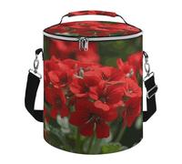 KHAUERBC Red Geraniums Soft Cooler Bag Multi-Pocket,Beach Bag Insulated Leak Proof,Collapsible Cooler for Beach Travel Work