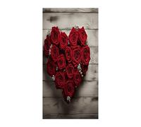 KHAUERBC Red Heart-Shaped Roses Blackout Curtains for Light Filtering Doorway Curtains .Room Divider Curtain As Sliding Door/Closet/Patio。French Door Curtain 70 * 35.4 Inch for Home Decors.