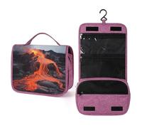 KHAUERBC Red Hot Lava from Kilauea Volcano Toiletry Bag for Men Women,Portable Hanging Hook Makeup Bag Organizer,Cosmetic Bag for Accessories, Shampoo, Full-size Container,Toiletries