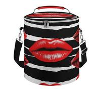 KHAUERBC Red Lips Kiss Soft Cooler Bag Multi-Pocket,Beach Bag Insulated Leak Proof,Collapsible Cooler for Beach Travel Work