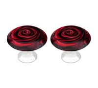 KHAUERBC Red Rose Portrait Cabinet Handles Round 1.1 Inch Hole Center,Drawer Pulls Stainless Steel with Screw,Cabinet Knobs for Dresser Bathroom Kitchen Door