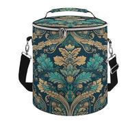 KHAUERBC Retro Pattern Soft Cooler Bag Multi-Pocket,Beach Bag Insulated Leak Proof,Collapsible Cooler for Beach Travel Work