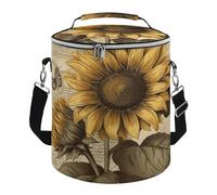 KHAUERBC Retro Sunflower Soft Cooler Bag Multi-Pocket,Beach Bag Insulated Leak Proof,Collapsible Cooler for Beach Travel Work