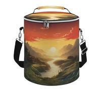 KHAUERBC Rising Sun Soft Cooler Bag Multi-Pocket,Beach Bag Insulated Leak Proof,Collapsible Cooler for Beach Travel Work