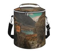 KHAUERBC Road Sign on The Mountain Soft Cooler Bag Multi-Pocket,Beach Bag Insulated Leak Proof,Collapsible Cooler for Beach Travel Work