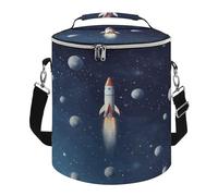 KHAUERBC Rocket in Space Soft Cooler Bag Multi-Pocket,Beach Bag Insulated Leak Proof,Collapsible Cooler for Beach Travel Work