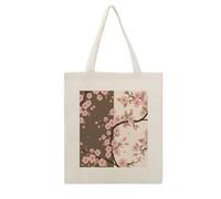 KHAUERBC Romantic Cherry Blossoms Canvas Tote Bag for Women,grocery Bags for Reusable Grocery Bags.Cotton Tote Bags,Open Top Tote Bag Ideal for Work Commutes in Every Season,15.8 * 13.4 Inch.
