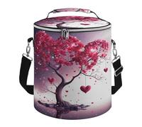 KHAUERBC Romantic Hearts Leaves Tree Soft Cooler Bag Multi-Pocket,Beach Bag Insulated Leak Proof,Collapsible Cooler for Beach Travel Work