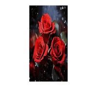 KHAUERBC Romantic Red Roses Blackout Curtains for Light Filtering Doorway Curtains .Room Divider Curtain As Sliding Door/Closet/Patio。French Door Curtain 70 * 35.4 Inch for Home Decors.